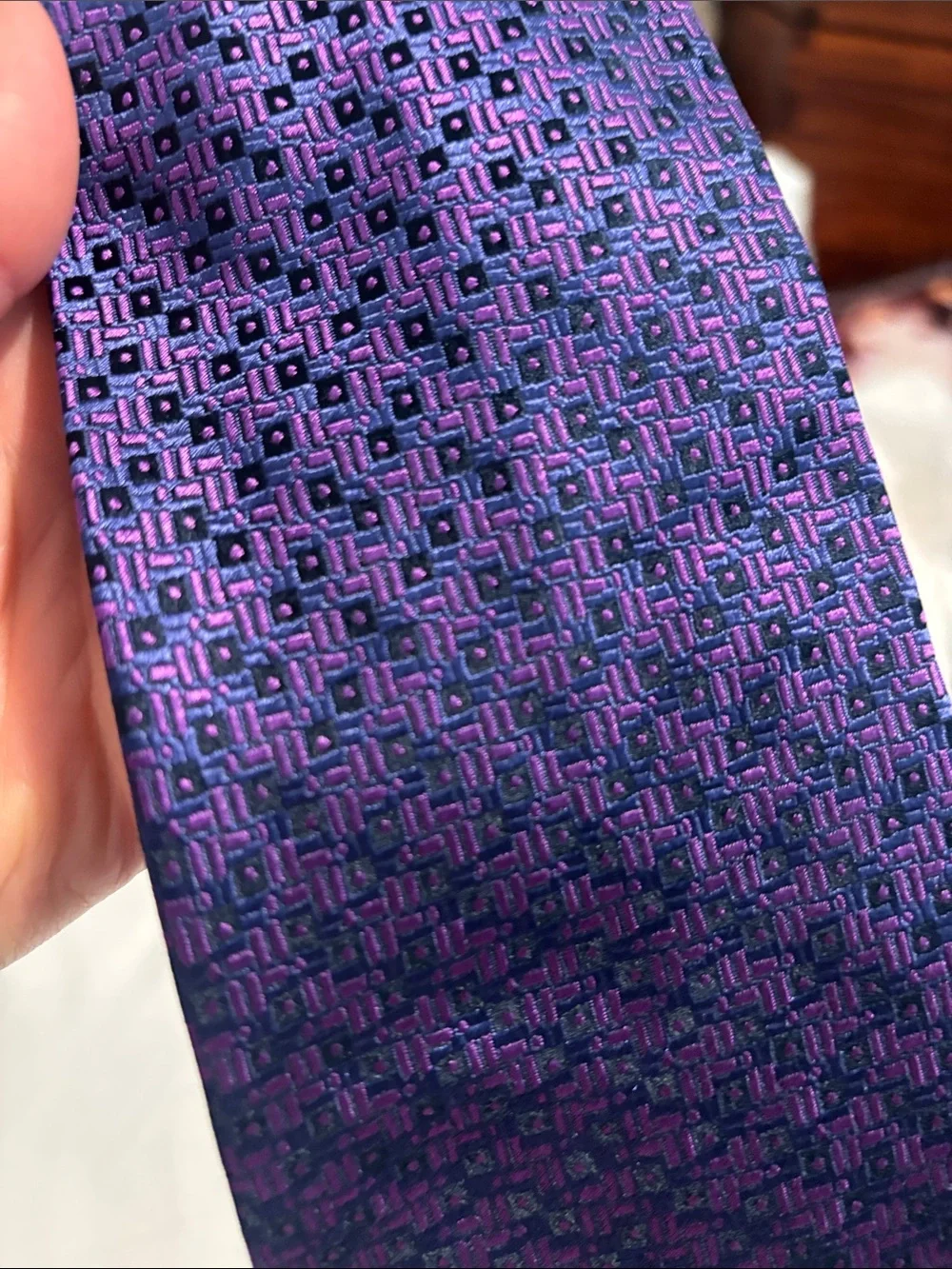 Charvet Purple Geometric Pattern Men's Tie - Classic Formal Accessory